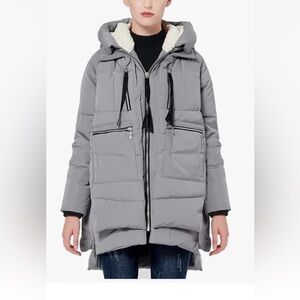 Women's Orolay Gray Hooded Down Puffer parka Coat XXS